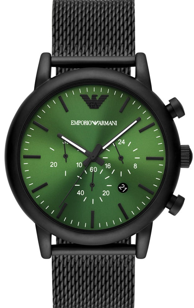 Emporio Armani Renato Chronograph Silver Dial Black Leather Strap Watch for Men - AR11473 - Image 5
